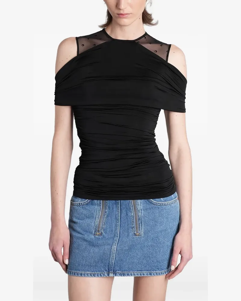 Marine Serre ruched cold-shoulder top - Schwarz Schwarz