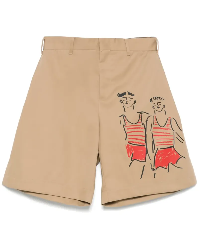 MSGM Shorts mit Illustrations-Print - Nude Nude