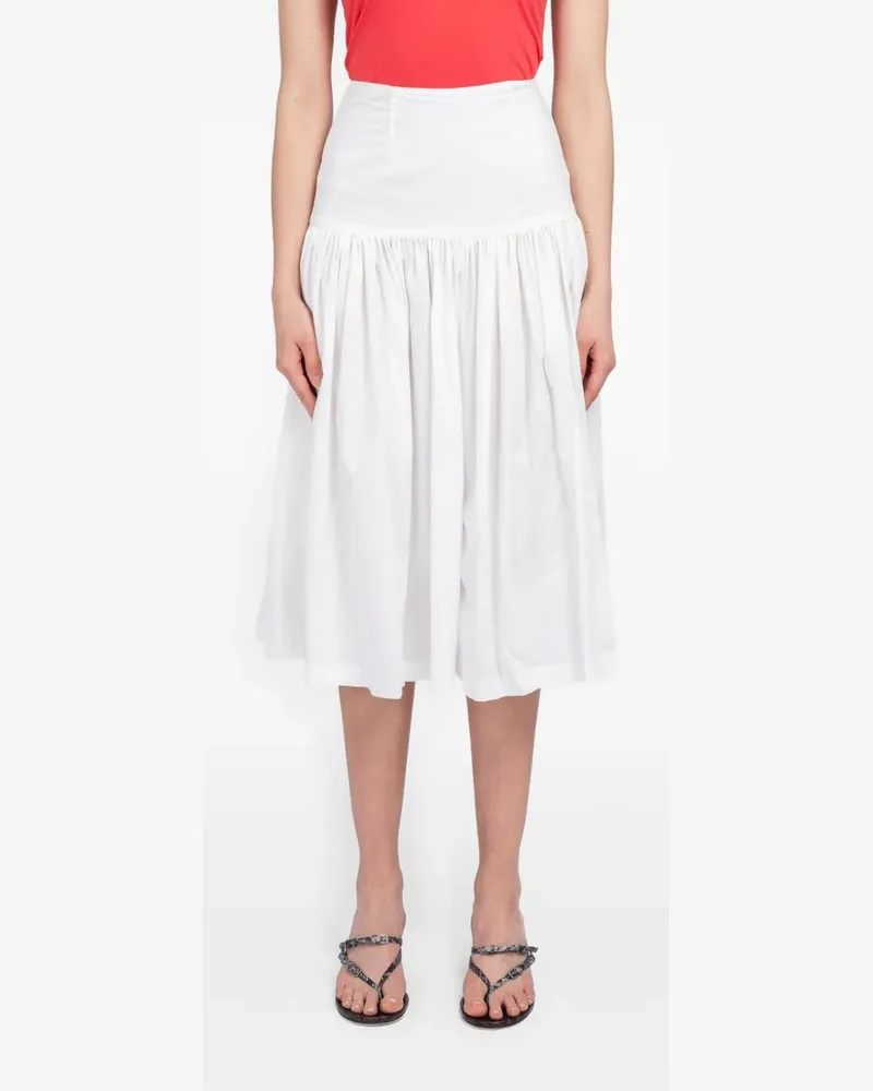 AMOMENTO shirred culotte trousers - Weiß Weiß