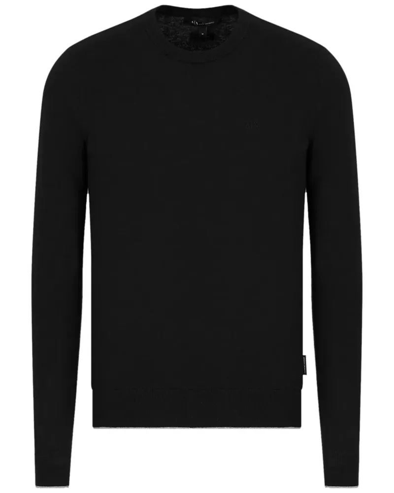 Armani Exchange Strickpullover mit Logo-Stickerei - Schwarz Schwarz
