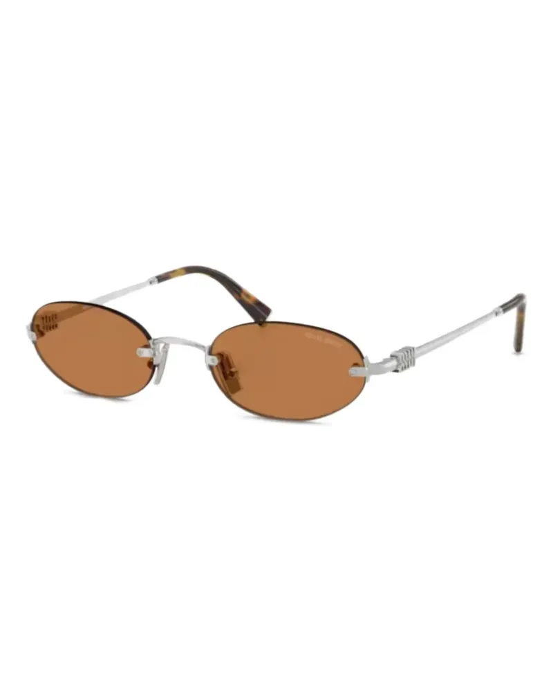 Miu Miu Sonnenbrille mit ovalem Gestell - Silber Silber
