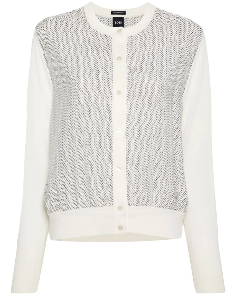 HUGO BOSS Jacke mit gestrickten Kanten - Weiß Weiß