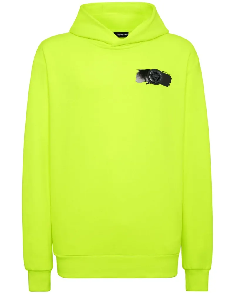 Philipp Plein Print-Hoodie mit Logo-Applikation - Grün Grün
