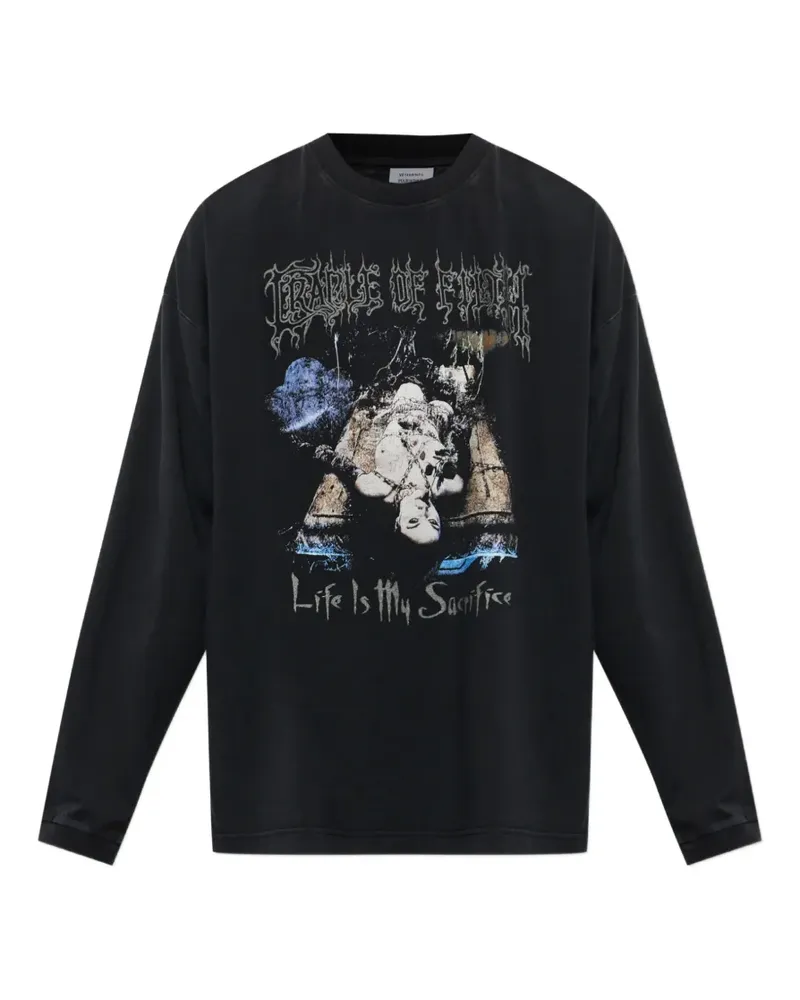 VETEMENTS graphic-print long-sleeve T-shirt - Schwarz Schwarz