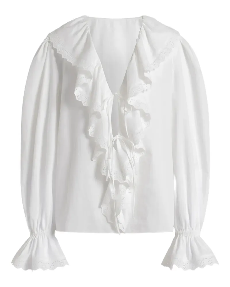 Alberta Ferretti Bluse mit Rüschenkragen - Weiß Weiß
