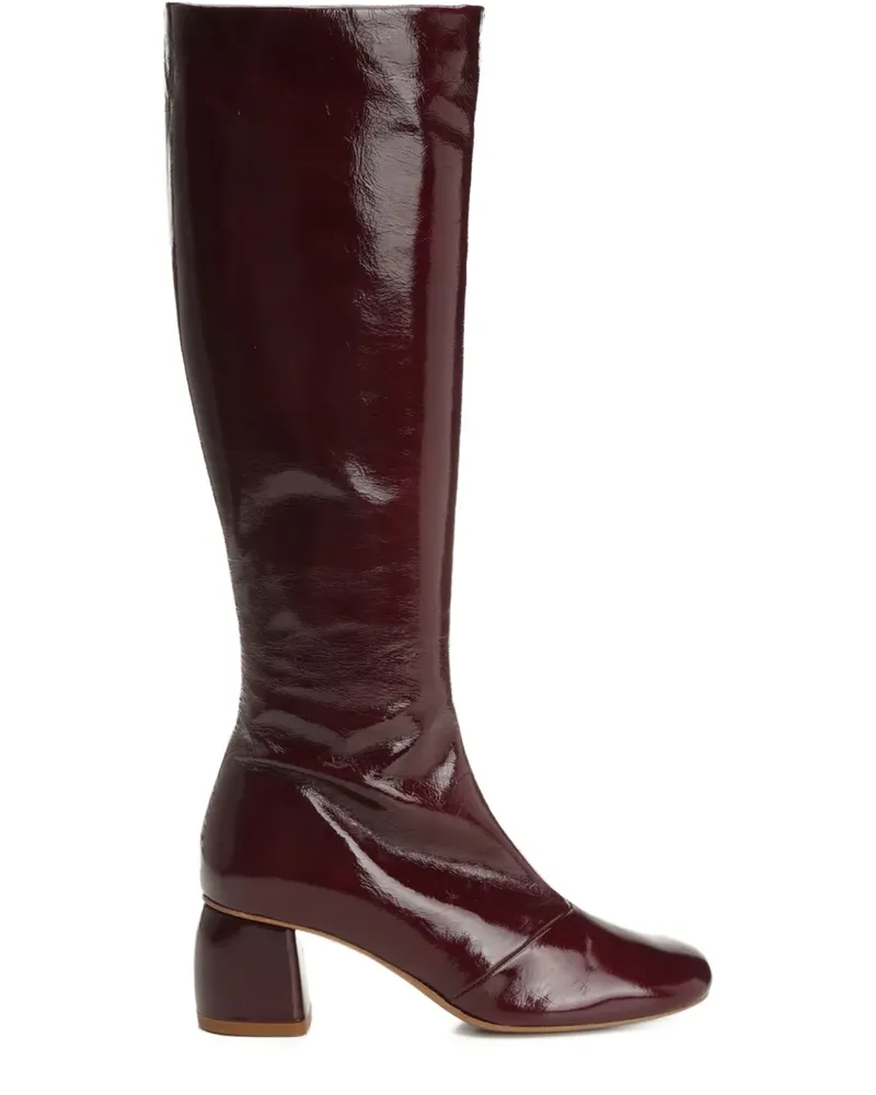 forte_forte Stiefel aus Lackleder mit Blockabsatz - Rot Rot