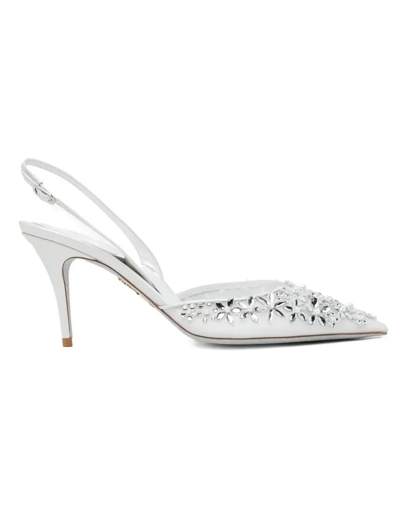 René Caovilla 80mm crystal-embellished pumps - Weiß Weiß