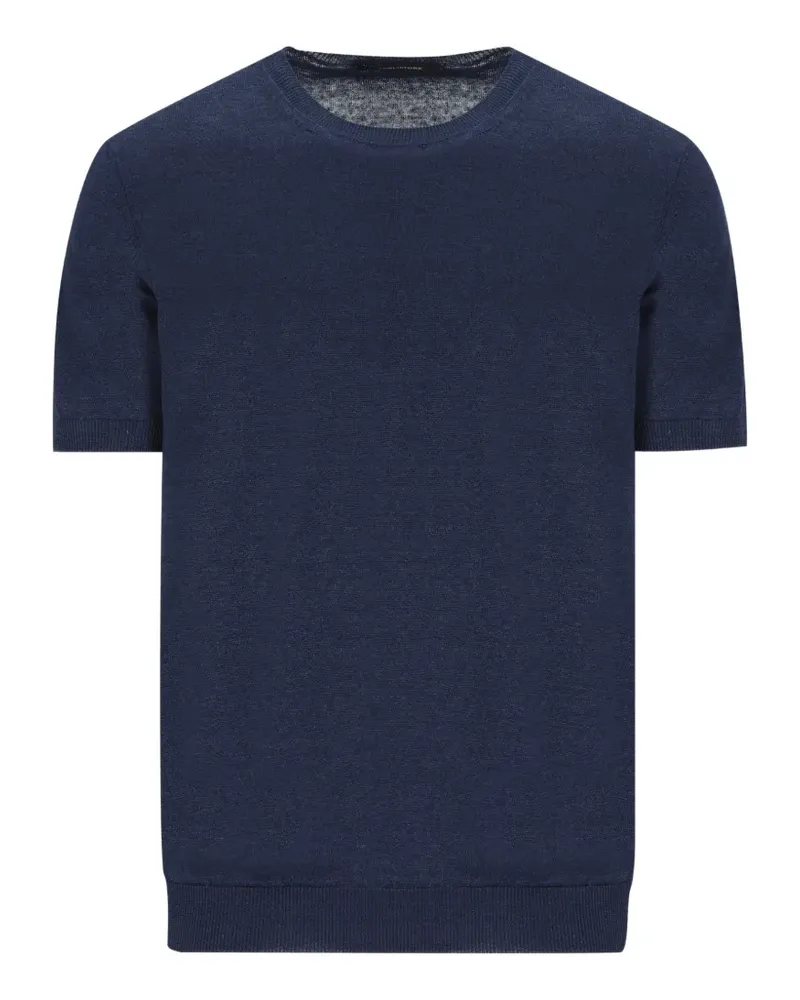 Tagliatore Josh T-Shirt mit geripptem Saum - Blau Blau