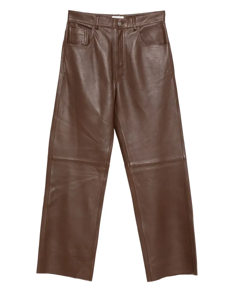 Haikure Hose mit Ledereinsätzen - Braun Braun