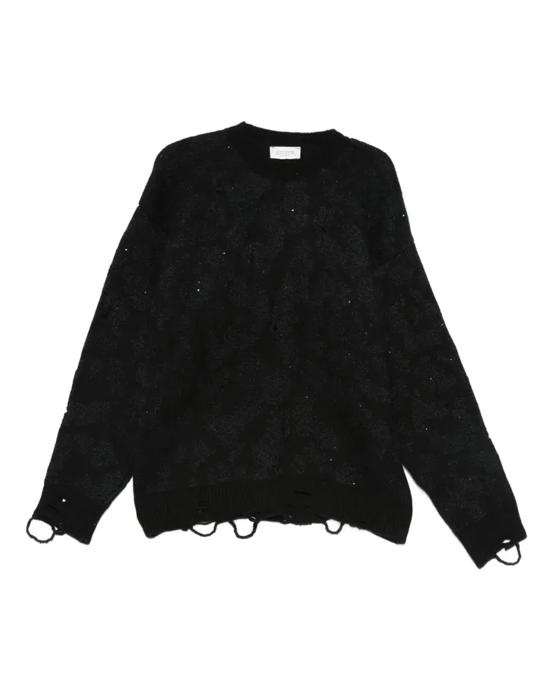 Laneus Pullover mit Distressed-Finish - Schwarz Schwarz