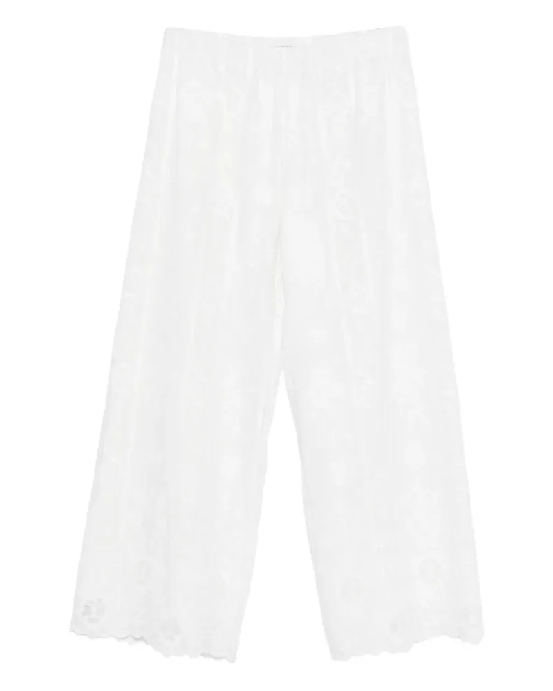 Wales Bonner Willow Hose mit durchgehender Spitze - Weiß Weiß