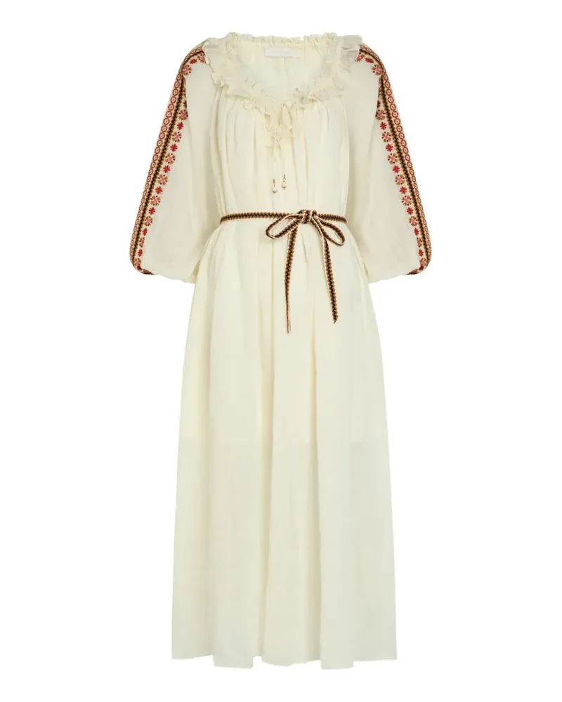 Zimmermann Aster embroidered ruffled maxi dress - Nude Nude