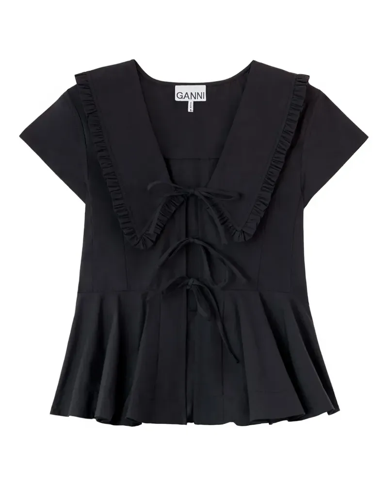 Ganni Bluse aus Baumwoll-Popeline - Schwarz Schwarz