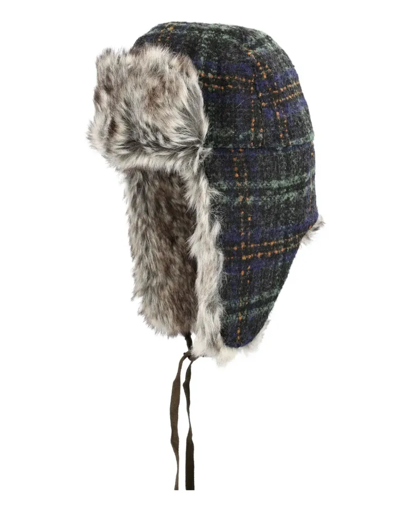 Kangol Karierter Hut mit Ohrenklappen - Blau Blau