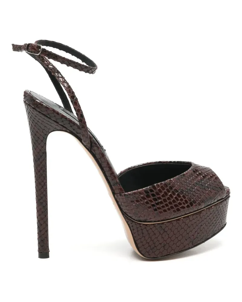 Casadei Flora Plateau-Sandalen in Schlangenleder-Optik - Braun Braun