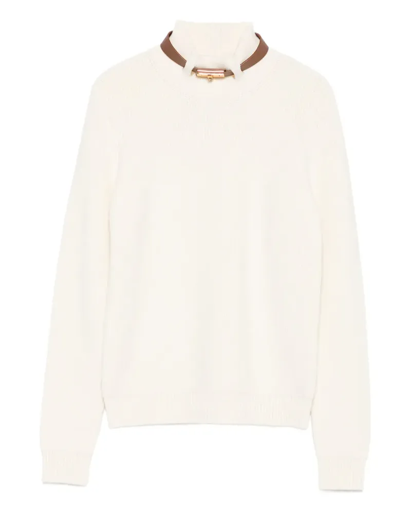 Elisabetta Franchi Gerippter Pullover mit Stehkragen - Nude Nude