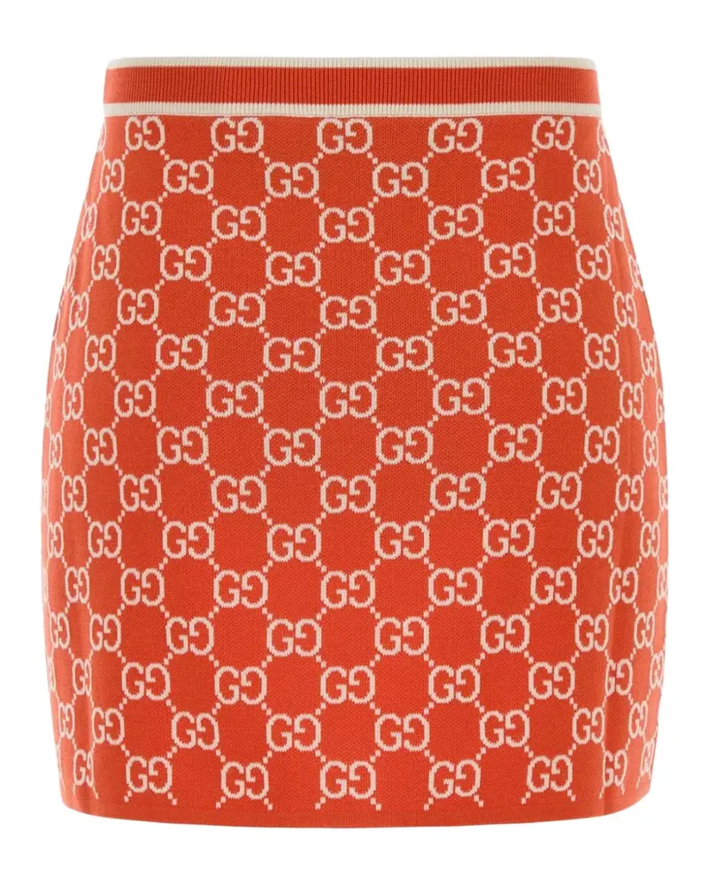 Gucci Jeansrock mit Logo-Stickerei - Orange Orange
