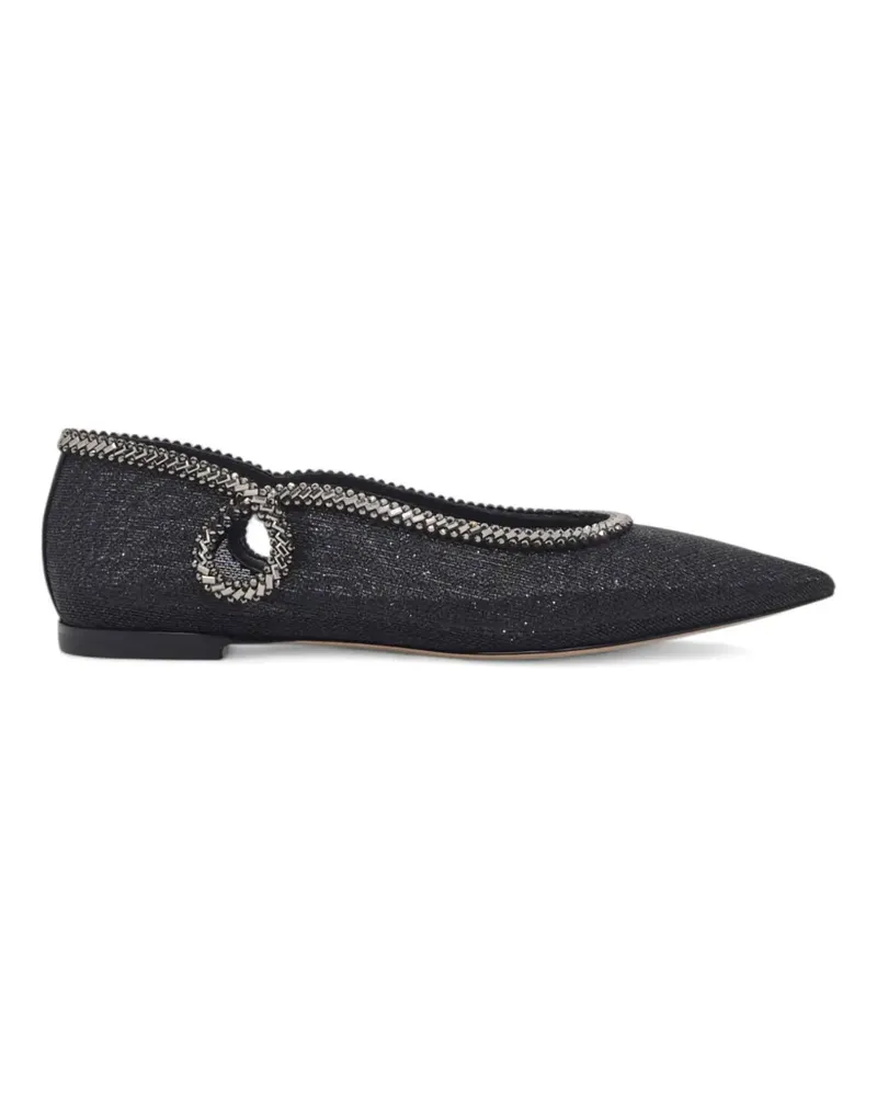 Casadei Josephine chain-trim pointed-toe ballet flats - Schwarz Schwarz