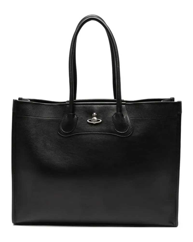 Vivienne Westwood Orb-plaque leather tote bag - Schwarz Schwarz