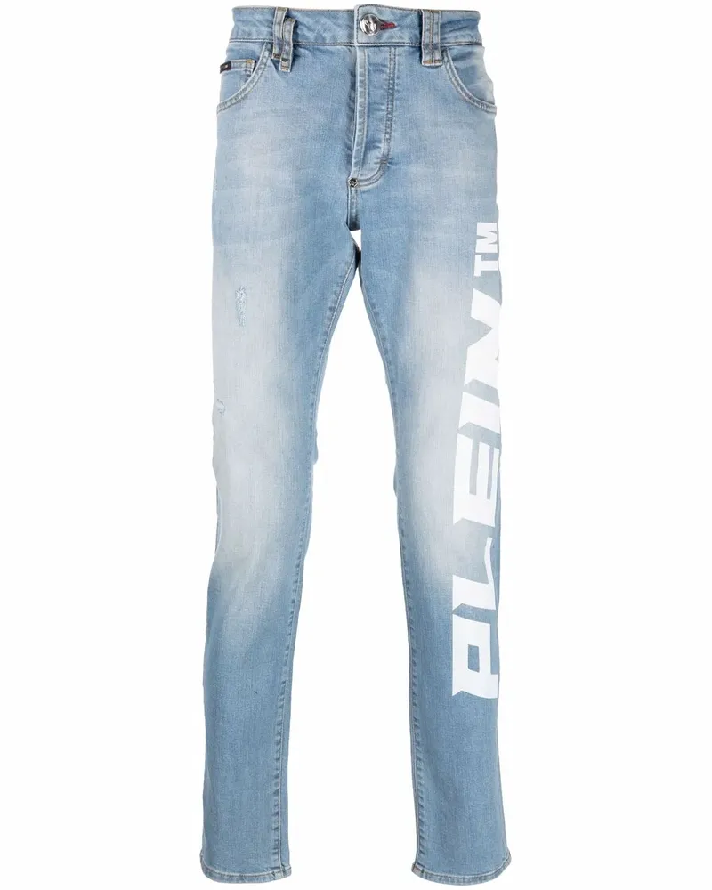 Philipp Plein Gerade Jeans mit Logo-Print - Blau Blau
