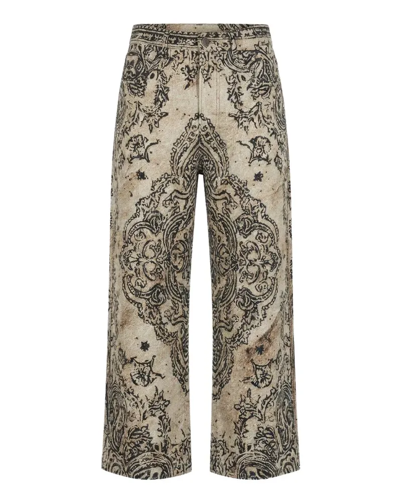 R13 paisley-print distressed-finish trousers - Nude Nude