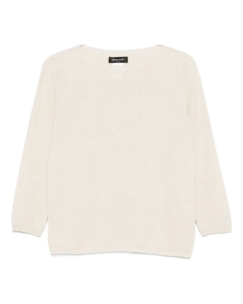 Fabiana Filippi fine-knit three-quarter-sleeve sweater - Nude Nude