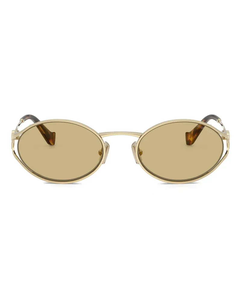 Miu Miu Sonnenbrille mit ovalem Gestell - Gold Gold