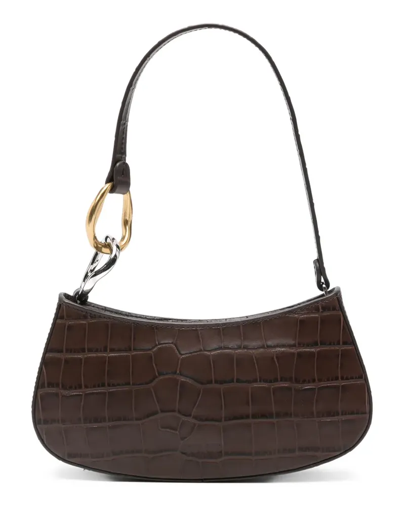 STAUD Schultertasche mit Kroko-Effekt - Braun Braun