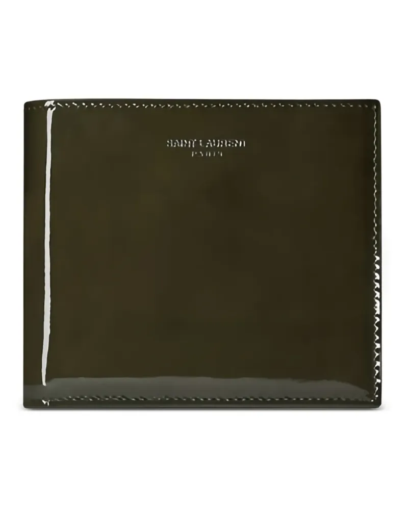 Saint Laurent Paris East/West patent-leather wallet - Grün Grün