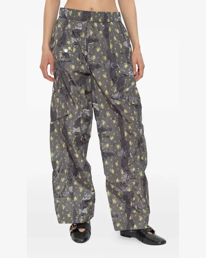 Ganni floral-print cargo trousers - Grau Grau