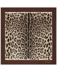 Dolce & Gabbana Seidenschal mit Leoparden-Print Braun