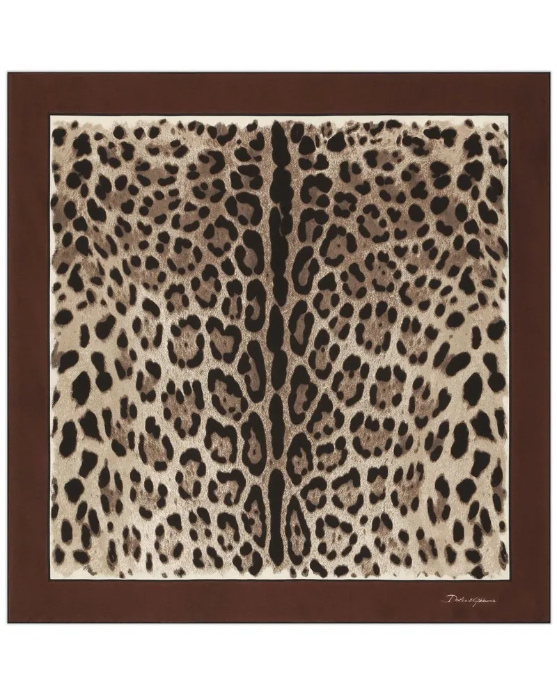 Dolce & Gabbana Seidenschal mit Leoparden-Print - Braun Braun