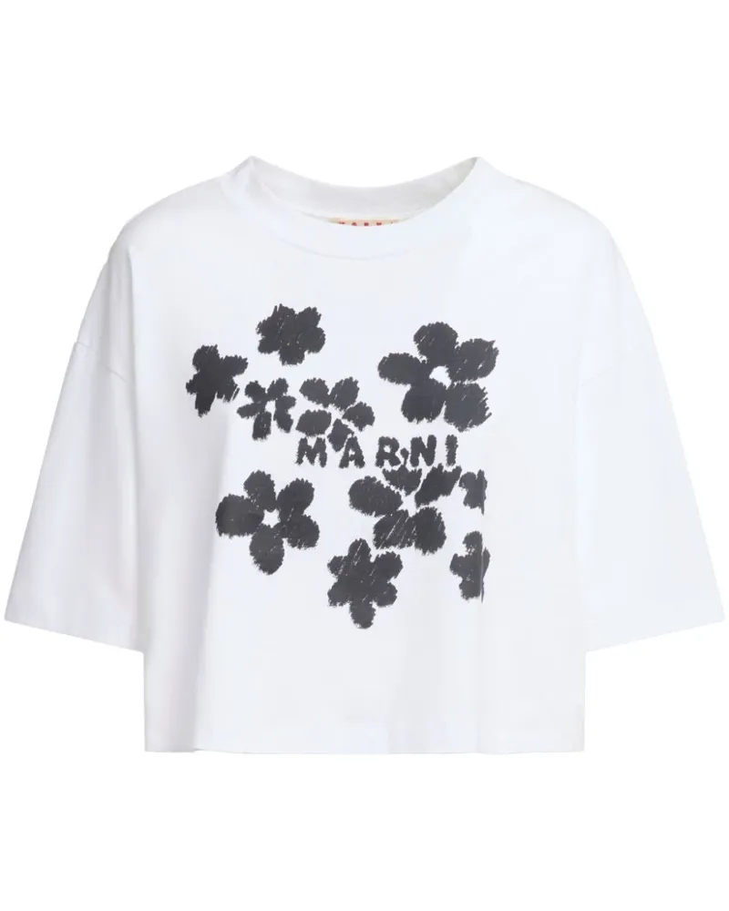 Marni T-Shirt mit Blumen-Print - Weiß Weiß