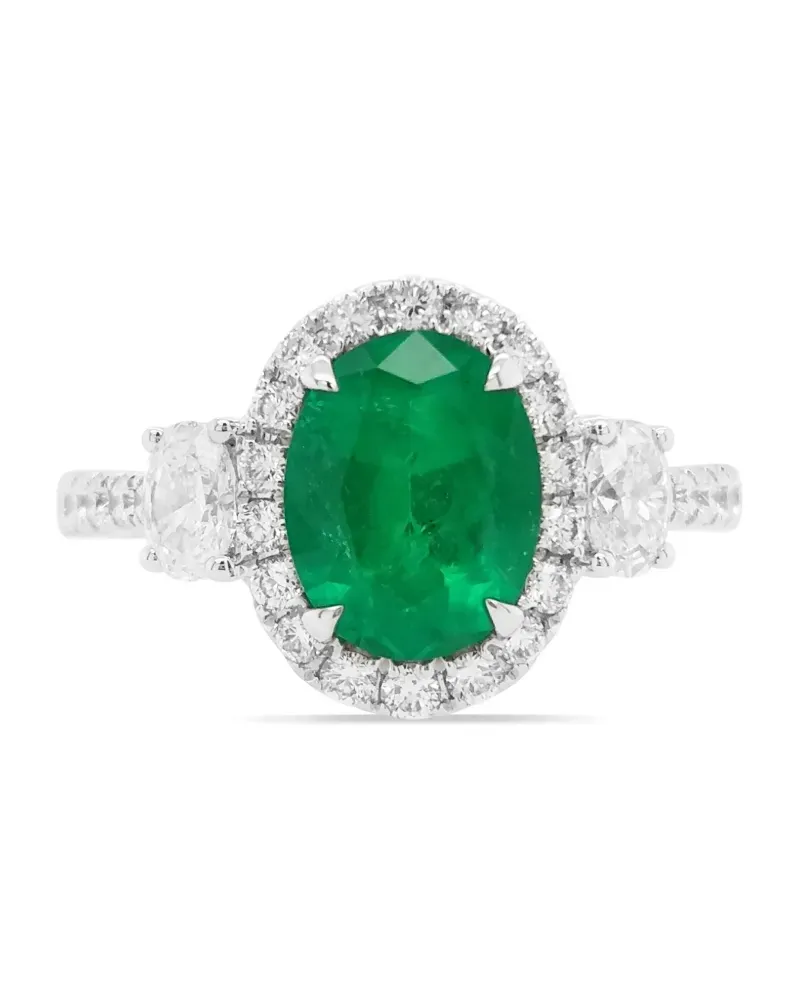 HYT Jewelry Platinring mit Smaragd und Diamanten - Silber Silber