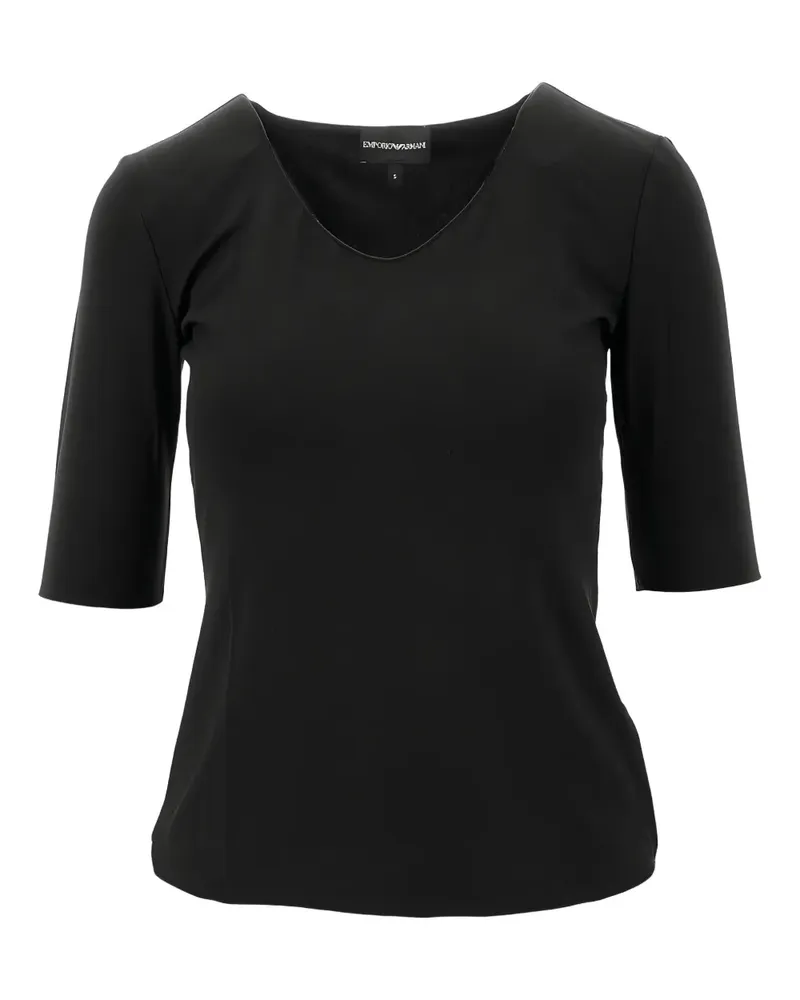 Emporio Armani T-Shirt mit U-Ausschnitt - Schwarz Schwarz