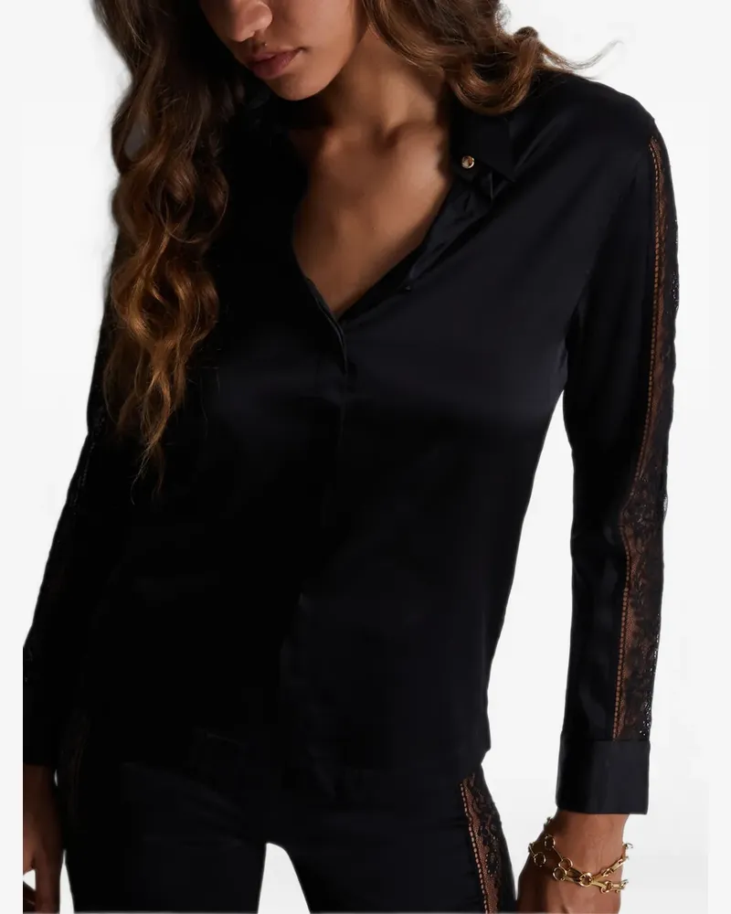 Aubade Midnight Whisper Pyjama-Oberteil mit Spitzeneinsatz - Schwarz Schwarz