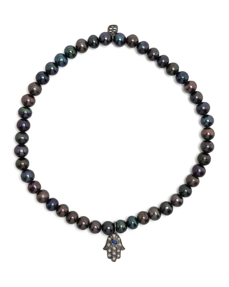 Sydney Evan Perlenarmband mit 14kt Hamsa-Golddetail mit Diamanten - Metallic Metallic