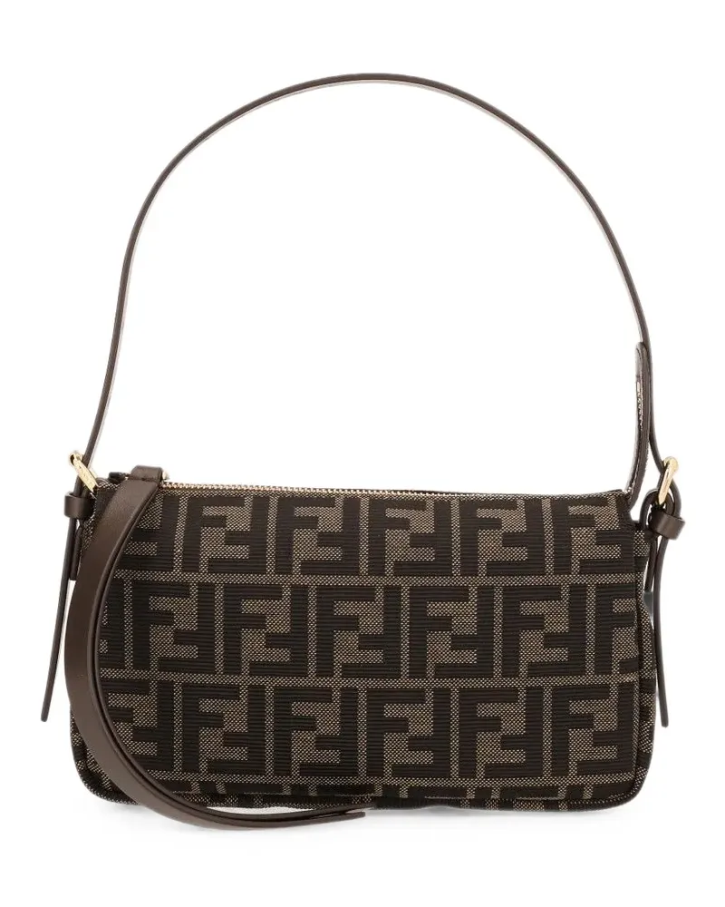 Fendi Kleine FF Zucca Schultertasche aus Jacquard - Braun Braun