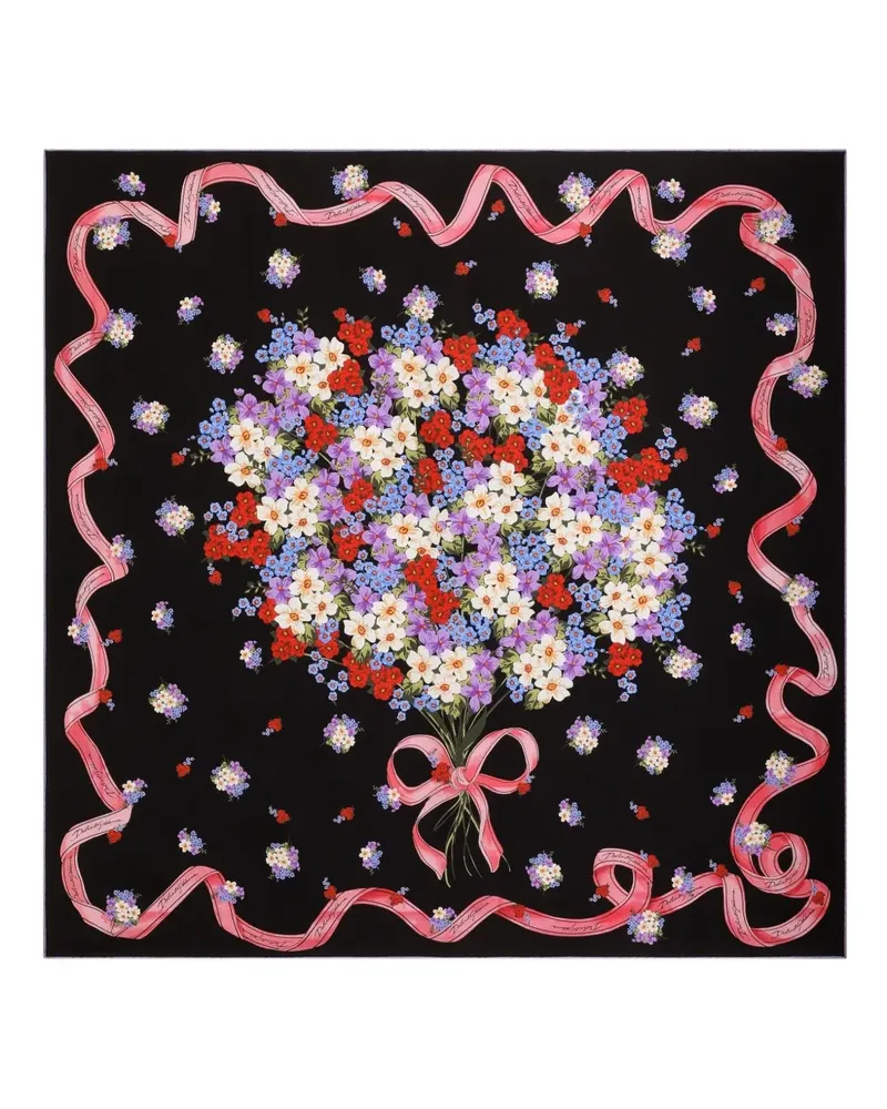 Dolce & Gabbana Schal mit Blumen-Print - Schwarz Schwarz