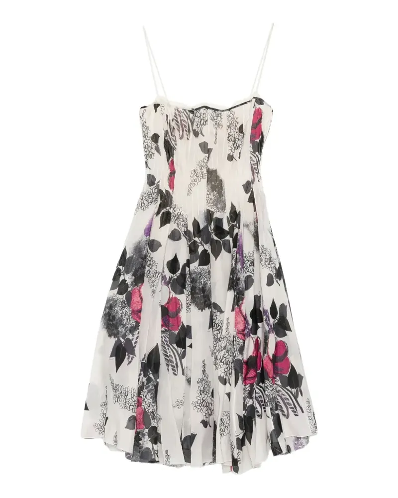 Roberto Cavalli floral-print bustier midi dress - Weiß Weiß