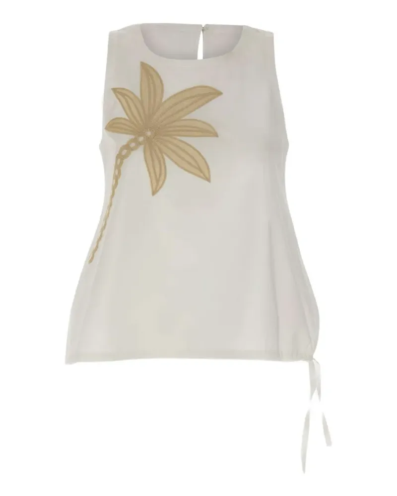 Kaos palm-embroidered drawstring top - Weiß Weiß