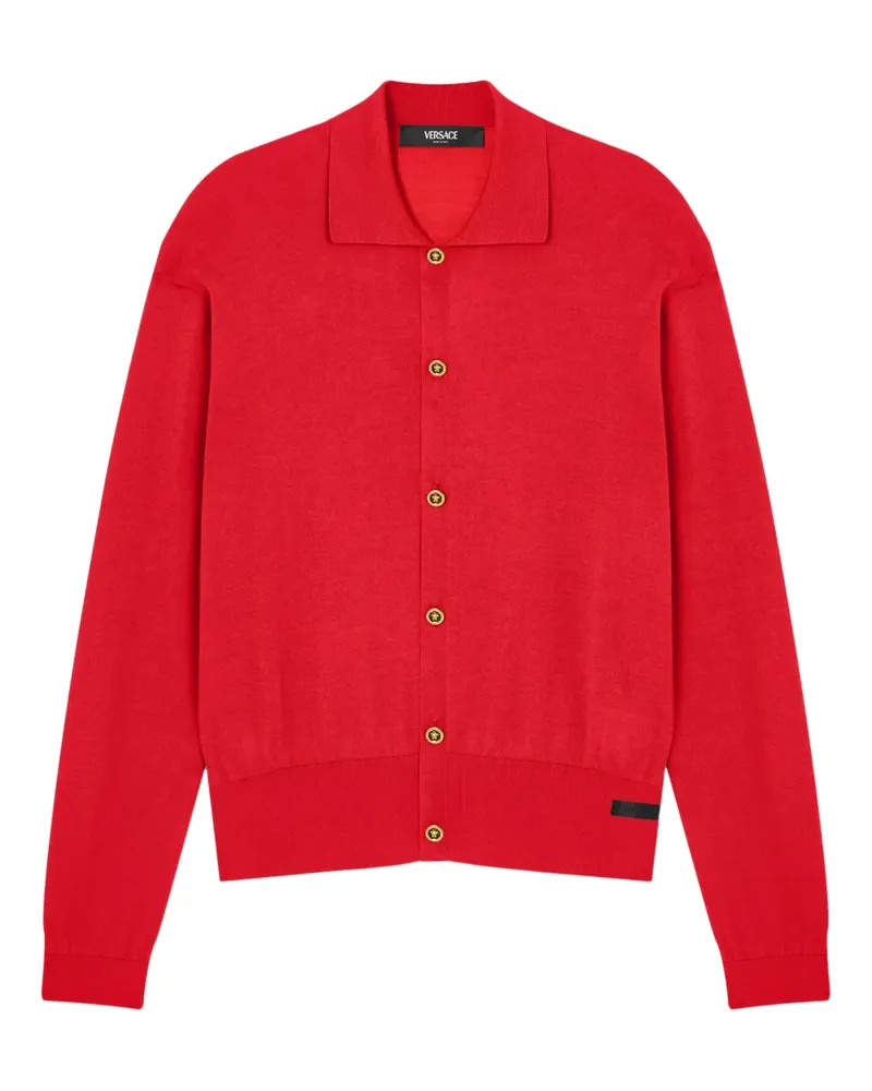 Versace Cardigan aus Seide mit Polokragen - Rot Rot