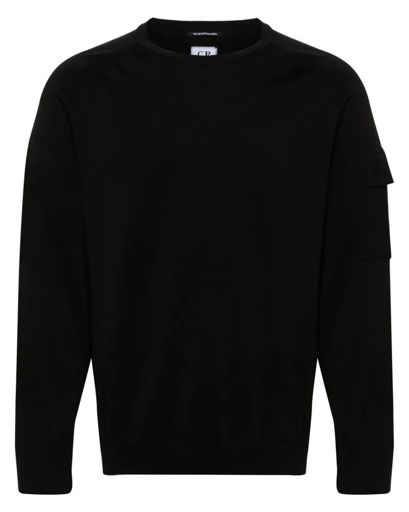 C.P. Company Feinstrickpullover mit Logo-Applikation - Schwarz Schwarz