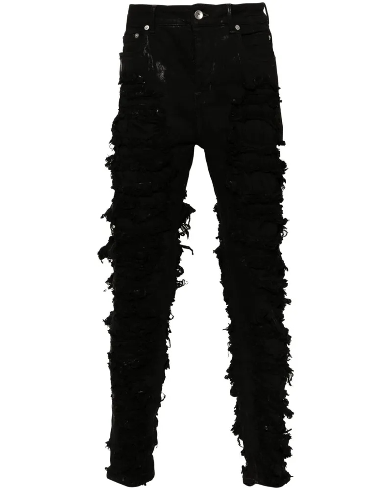 DRKSHDW by Rick Owens Detroit Skinny-Jeans im Distressed-Look Schwarz