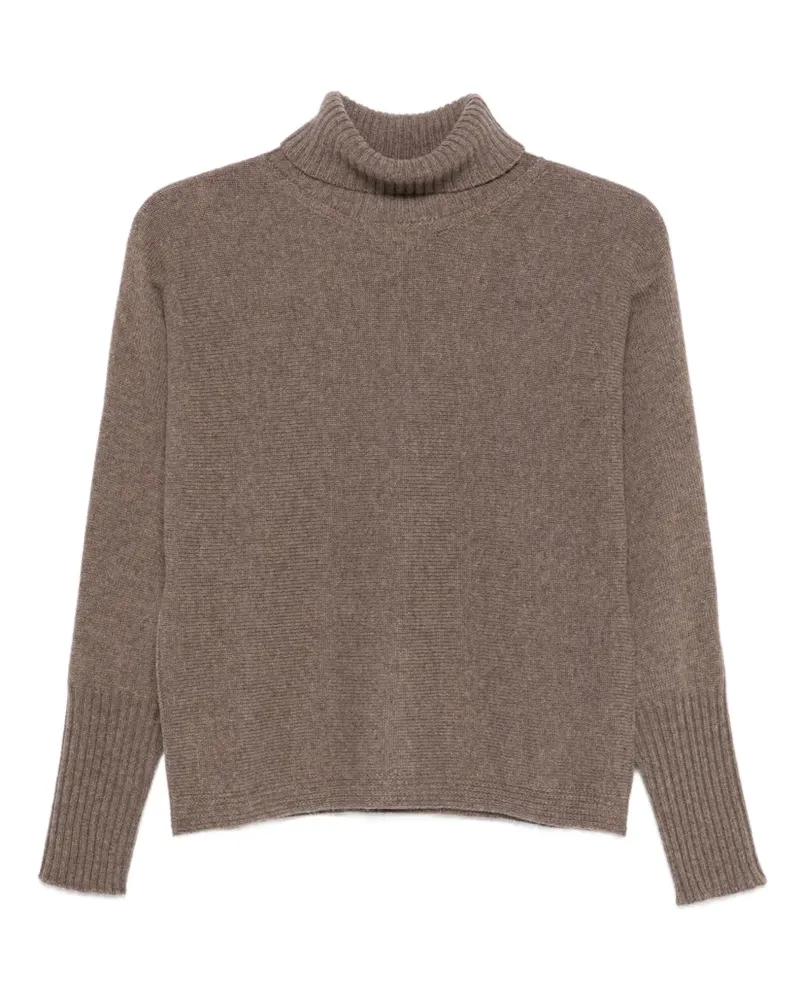 Arovescio Gerippter Rollkragenpullover - Braun Braun