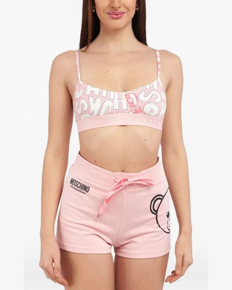 Moschino logo-print cotton bra - Rosa Rosa