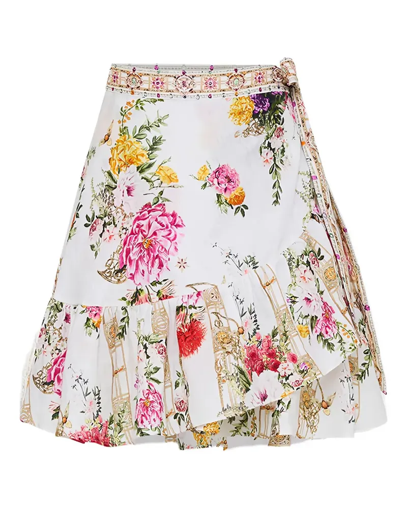 Camilla ruffled floral mini skirt - Weiß Weiß