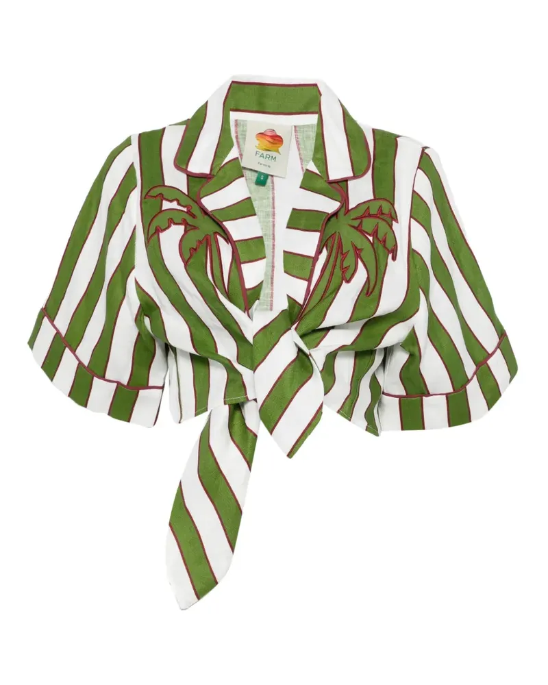 FARM Rio Gestreifte Cropped-Bluse - Grün Grün