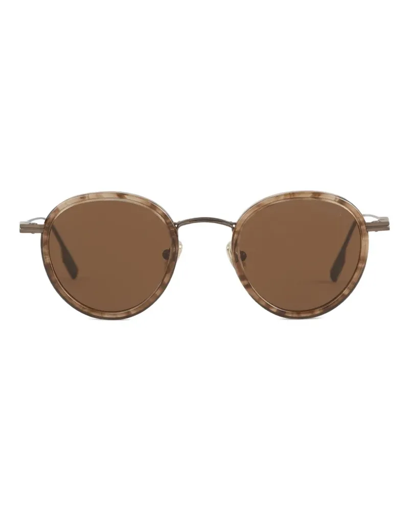 Ermenegildo Zegna Sonnenbrille mit rundem Gestell - Braun Braun
