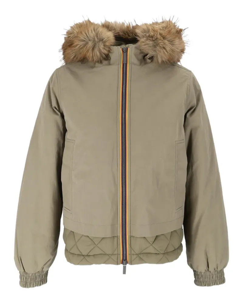 K-Way Tosca faux-fur trim puffer jacket - Nude Nude
